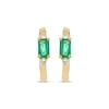 Thumbnail Image 2 of Emerald-Cut Emerald & Diamond Huggie Hoop Earrings 1/15 ct tw 10K Yellow Gold