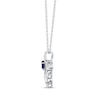 Thumbnail Image 2 of Oval-Cut Sapphire & Diamond Twist Cross Necklace 1/8 ct tw 10K White Gold 18&quot;