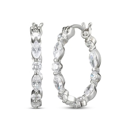 Marquise & Round-Cut White Lab-Created Sapphire Inside-Out Hoop Earrings Sterling Silver