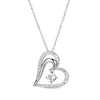 Thumbnail Image 1 of White Lab-Created Sapphire Heart Dangle Necklace Sterling Silver 18&quot;