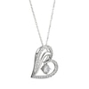 Thumbnail Image 2 of White Lab-Created Sapphire Heart Dangle Necklace Sterling Silver 18&quot;