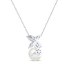 Thumbnail Image 2 of Cultured Pearl & Marquise-Cut White Lab-Created Sapphire Necklace Sterling Silver 18"