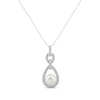 Thumbnail Image 1 of Cultured Pearl & White Lab-Created Sapphire Doorknocker Necklace Sterling Silver 18&quot;