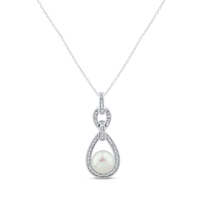 Cultured Pearl & White Lab-Created Sapphire Doorknocker Necklace ...