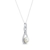 Thumbnail Image 2 of Cultured Pearl & White Lab-Created Sapphire Doorknocker Necklace Sterling Silver 18&quot;