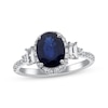 Thumbnail Image 1 of Oval-Cut Blue Sapphire & Diamond Ring 3/4 ct tw 14K White Gold