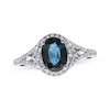 Thumbnail Image 1 of Oval-Cut Blue Sapphire & Diamond Ring 1/3 ct tw 14K White Gold