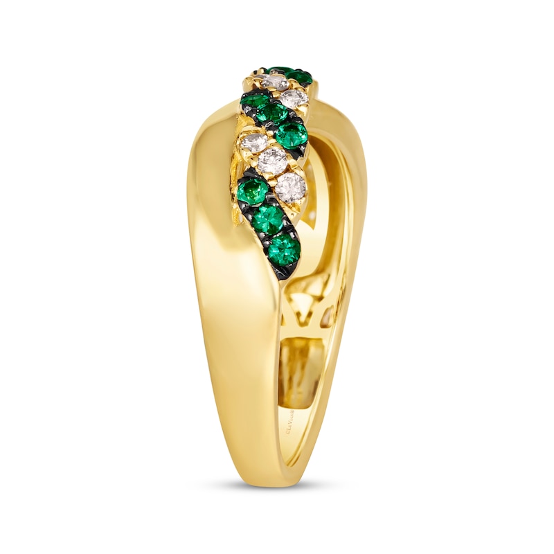 Le Vian Emerald & Diamond Crossover Twist Ring 1/5 ct tw 14K Honey Gold