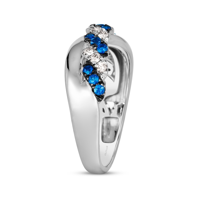 Le Vian Blue Sapphire & Diamond Crossover Twist Ring 1/5 ct tw 14K Vanilla Gold