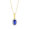 Thumbnail Image 1 of Oval-Cut Blue Lab-Created Sapphire & White Lab-Created Sapphire Necklace 10K Yellow Gold 18&quot;