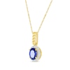 Thumbnail Image 2 of Oval-Cut Blue Lab-Created Sapphire & White Lab-Created Sapphire Necklace 10K Yellow Gold 18&quot;