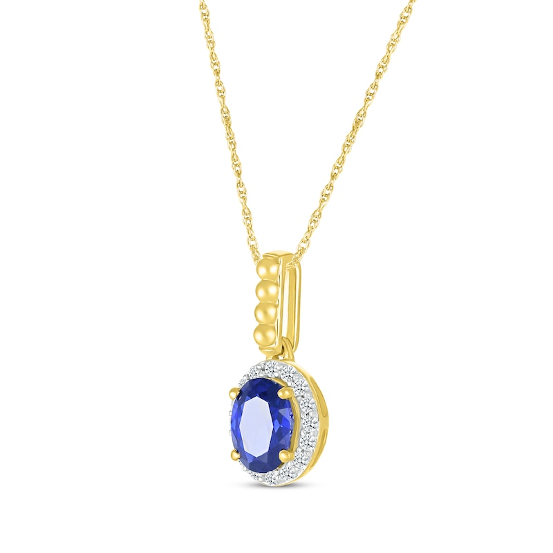 Main Image 2 of Oval-Cut Blue Lab-Created Sapphire & White Lab-Created Sapphire Necklace 10K Yellow Gold 18&quot;