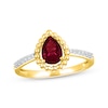 Thumbnail Image 0 of Pear-Shaped Lab-Created Ruby & White Lab-Created Sapphire Ring 10K Yellow Gold