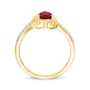 Thumbnail Image 1 of Pear-Shaped Lab-Created Ruby & White Lab-Created Sapphire Ring 10K Yellow Gold