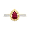 Thumbnail Image 2 of Pear-Shaped Lab-Created Ruby & White Lab-Created Sapphire Ring 10K Yellow Gold