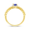 Thumbnail Image 2 of Oval-Cut Blue Lab-Created Sapphire & White Lab-Created Sapphire Beaded Ring 10K Yellow Gold