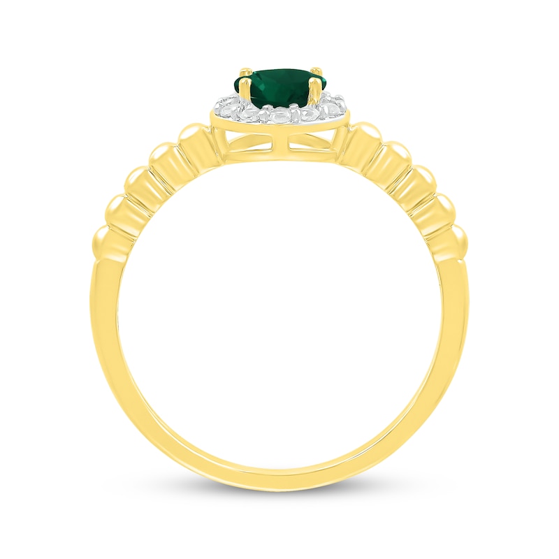 Main Image 2 of Lab-Created Emerald & White Lab-Created Sapphire Ring 10K Yellow Gold