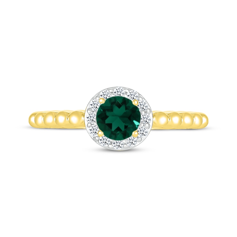 Main Image 3 of Lab-Created Emerald & White Lab-Created Sapphire Ring 10K Yellow Gold