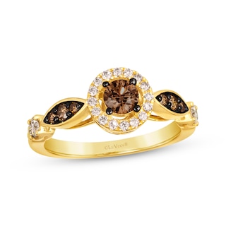 Palm leaf diamond ring in yellow gold — Beabond