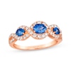 Thumbnail Image 1 of Le Vian Blue Sapphire Three-Stone Ring 3/8 ct tw Diamonds 14K Rose Gold