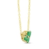 Thumbnail Image 2 of Emerald Trio & Diamond Accent Cluster Necklace 10K Yellow Gold 17&quot;