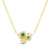 Thumbnail Image 3 of Emerald Trio & Diamond Accent Cluster Necklace 10K Yellow Gold 17&quot;