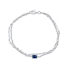 Thumbnail Image 1 of Emerald-Cut Blue Lab-Created Sapphire Double Strand Bracelet Sterling Silver 7.5&quot;