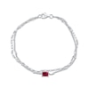 Thumbnail Image 1 of Emerald-Cut Lab-Created Ruby Double Strand Bracelet Sterling Silver 7.5&quot;