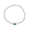 Thumbnail Image 1 of Emerald-Cut Lab-Created Emerald Double Strand Bracelet Sterling Silver 7.5&quot;