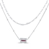 Thumbnail Image 3 of Emerald-Cut Lab-Created Ruby Double Strand Necklace Sterling Silver 17.5&quot;