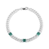 Thumbnail Image 1 of Square-Cut Lab-Created Emerald Station Curb Chain Bracelet Sterling Silver 7.25"