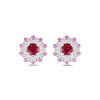 Thumbnail Image 2 of Lab-Created Ruby, Pink & White Lab-Created Sapphire Flower Stud Earrings Sterling Silver