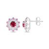 Thumbnail Image 3 of Lab-Created Ruby, Pink & White Lab-Created Sapphire Flower Stud Earrings Sterling Silver