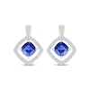 Thumbnail Image 2 of Cushion-Cut Blue Lab-Created Sapphire & White Lab-Created Sapphire Earrings Sterling Silver