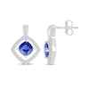 Thumbnail Image 3 of Cushion-Cut Blue Lab-Created Sapphire & White Lab-Created Sapphire Earrings Sterling Silver