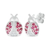 Thumbnail Image 1 of Lab-Created Ruby & White Lab-Created Sapphire Ladybug Stud Earrings Sterling Silver