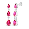 Thumbnail Image 1 of Pear-Shaped Lab-Created Ruby & White Lab-Created Sapphire Drop Earrings Sterling Silver