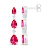 Thumbnail Image 3 of Pear-Shaped Lab-Created Ruby & White Lab-Created Sapphire Drop Earrings Sterling Silver