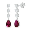 Thumbnail Image 1 of Pear-Shaped Lab-Created Ruby & White Lab-Created Sapphire Dangle Earrings Sterling Silver