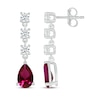 Thumbnail Image 3 of Pear-Shaped Lab-Created Ruby & White Lab-Created Sapphire Dangle Earrings Sterling Silver