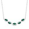 Thumbnail Image 1 of Marquise-Cut Lab-Created Emerald & White Lab-Created Sapphire Smile Necklace Sterling Silver 18&quot;