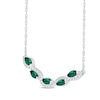 Thumbnail Image 2 of Marquise-Cut Lab-Created Emerald & White Lab-Created Sapphire Smile Necklace Sterling Silver 18&quot;