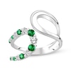 Thumbnail Image 1 of Lab-Created Emerald & White Lab-Created Sapphire Open Loop Deconstructed Ring Sterling Silver