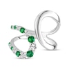 Thumbnail Image 4 of Lab-Created Emerald & White Lab-Created Sapphire Open Loop Deconstructed Ring Sterling Silver