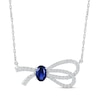 Thumbnail Image 1 of Oval-Cut Blue Lab-Created Sapphire & White Lab-Created Sapphire Knot Necklace Sterling Silver 18&quot;