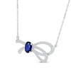 Thumbnail Image 2 of Oval-Cut Blue Lab-Created Sapphire & White Lab-Created Sapphire Knot Necklace Sterling Silver 18&quot;