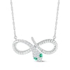 Thumbnail Image 1 of Lab-Created Emerald & White Lab-Created Sapphire Snake Infinity Necklace Sterling Silver 18&quot;