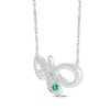 Thumbnail Image 2 of Lab-Created Emerald & White Lab-Created Sapphire Snake Infinity Necklace Sterling Silver 18&quot;