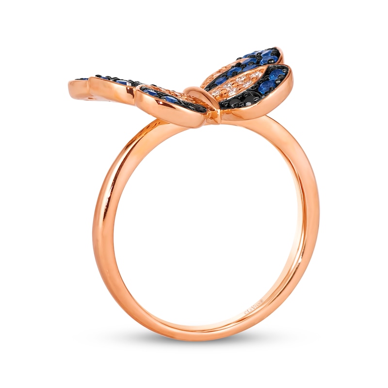 Main Image 3 of Le Vian Garden Party Sapphire Butterfly Ring 1/6 ct tw Diamonds 14K Strawberry Gold