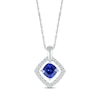 Thumbnail Image 0 of Cushion-Cut Blue Lab-Created Sapphire & White Lab-Created Sapphire Frame Necklace Sterling Silver 18"